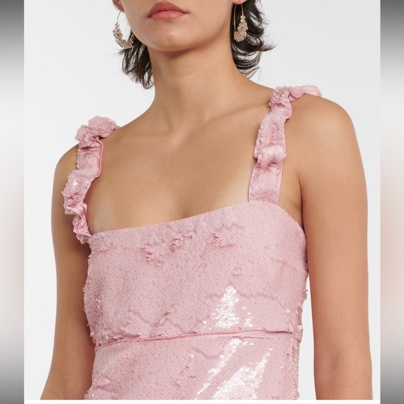 GANNI NWT pink mini party sequins dress with ruffle straps- size EU 46- US 14/16 - Picture 6 of 16